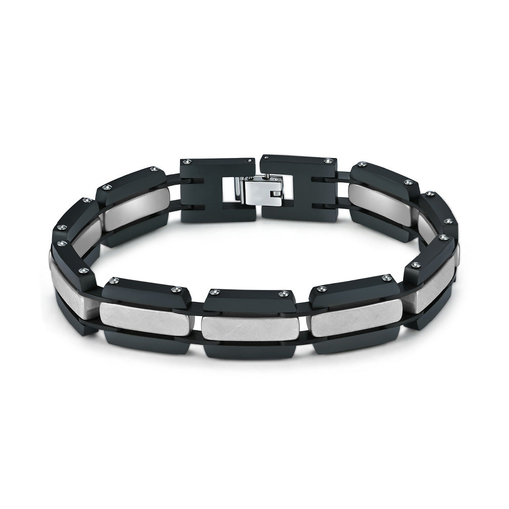 2024 |M| Black & Silver 316L Stainless Steel Watch Strap Link Bracelet | 8.5"in