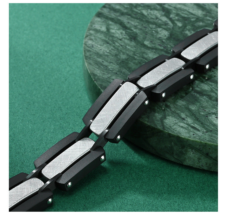 2024 |M| Black & Silver 316L Stainless Steel Watch Strap Link Bracelet | 8.5"in