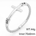 2026 |M| 316L Stainless Steel Wire Cable Cross Bangle Bracelet | Silver-Tone | 9"