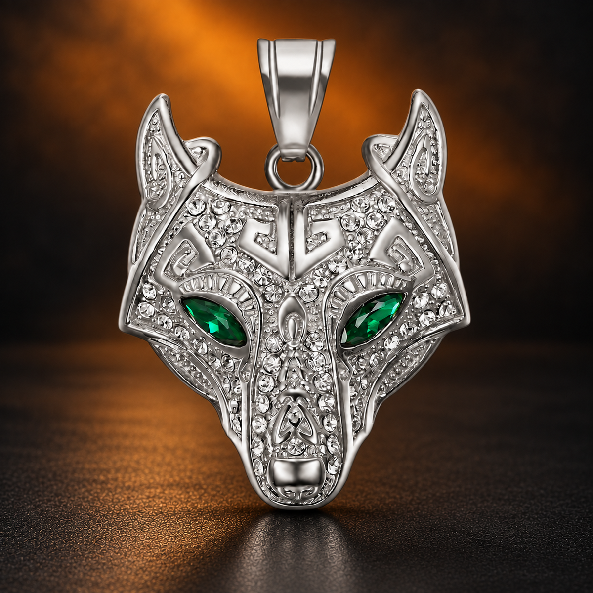 1009 HQ Viking Wolf Head 316L Pendant – Silver Plated