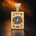 1144 |O| Brass Iced Out Jack Playing Card Pendant | Gold-Plated