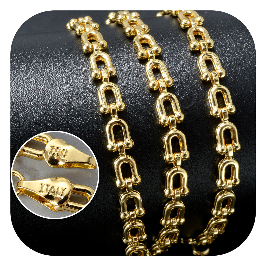 7005 |G| Gold-Plated Brass Horseshoe Link Chain Necklace