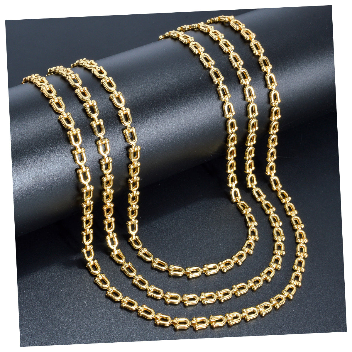 7005 |G| Gold-Plated Brass Horseshoe Link Chain Necklace