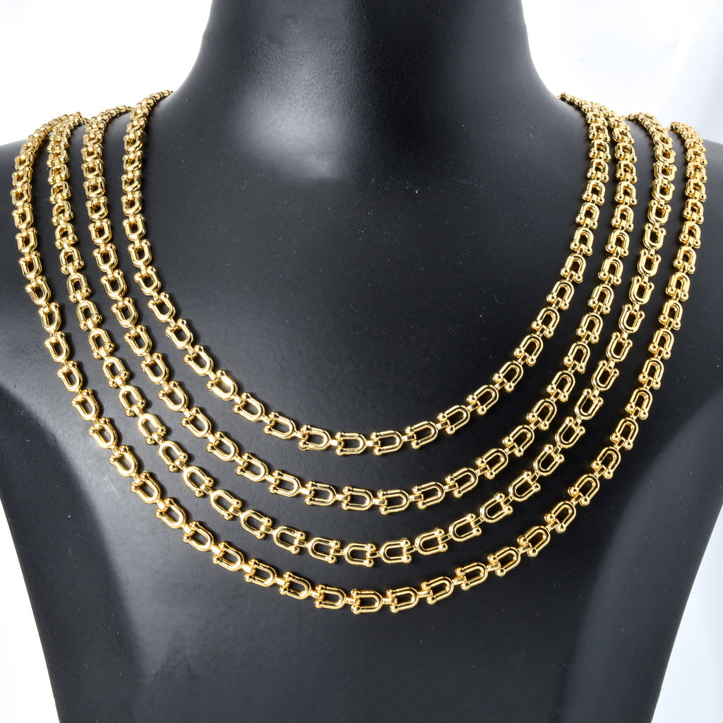 7005 |G| Gold-Plated Brass Horseshoe Link Chain Necklace