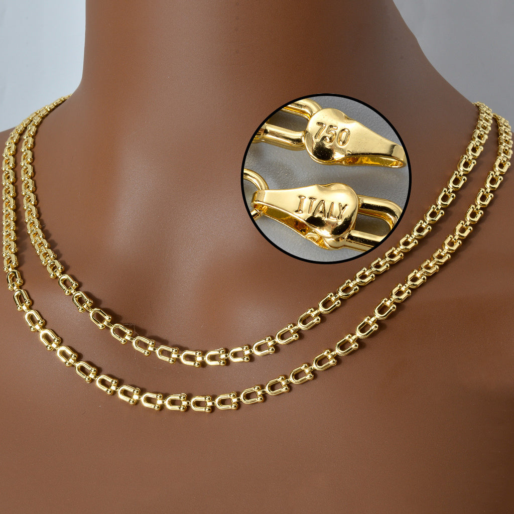 7005 |G| Gold-Plated Brass Horseshoe Link Chain Necklace