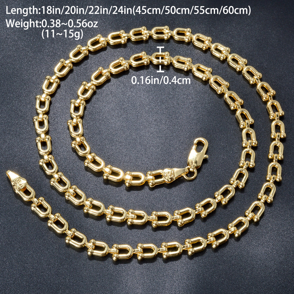 7005 |G| Gold-Plated Brass Horseshoe Link Chain Necklace