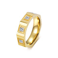 9001 |J| Gold-Plated Stainless Steel Geometric CZ Octagon Band Ring