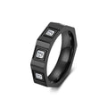 9003 |J| Black Plated Stainless Steel Geometric CZ Octagon Band Ring