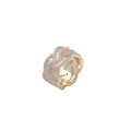 9004 |J| Gold-Plated Brass Iced Out CZ Braided Cross Band Ring