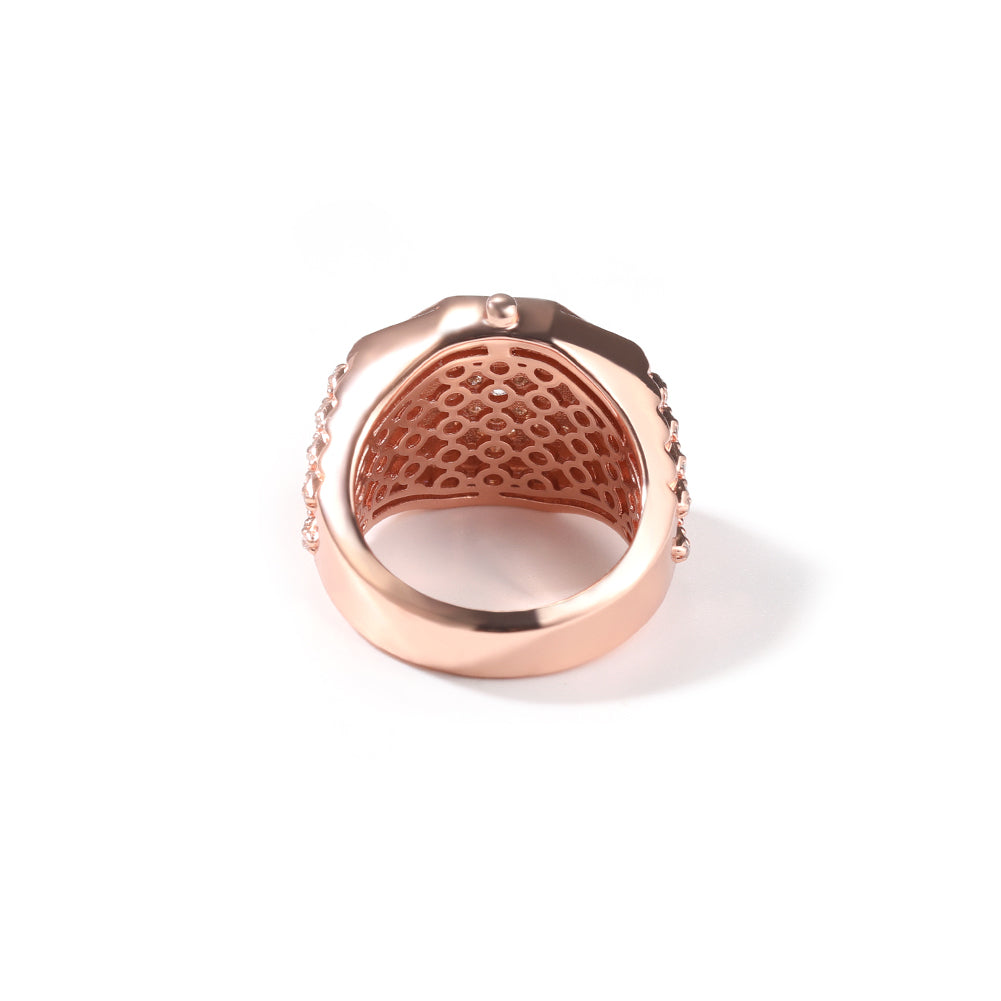 9008 |J| Rose Gold-Plated Brass Iced Out CZ Watch Bezel Ring