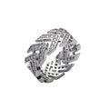 9010 |J| Brass Iced Out CZ Arrow Chevron Band Ring | Silver-Tone