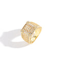 9021 |J| Gold-Plated Brass Iced Out CZ Baguette Square Ring