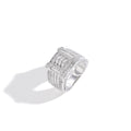 9022 |J| Silver-Plated Brass Iced Out CZ Baguette Square Ring