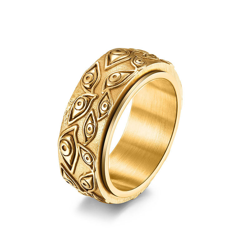 9023 |J| Gold-Plated Stainless Steel All-Seeing Eye Spinner Band Ring