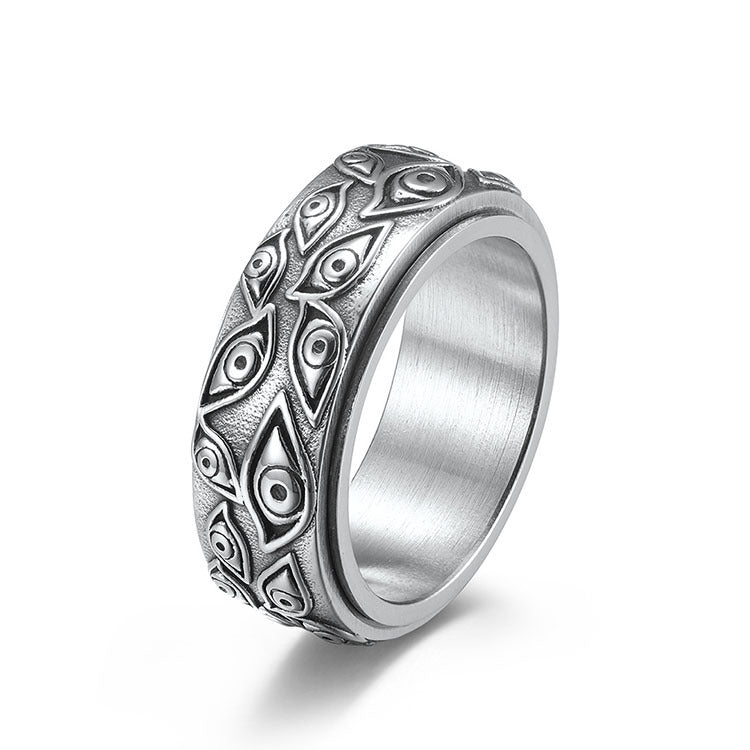 9024 |J| Silver-Plated Stainless Steel All-Seeing Eye Spinner Band Ring