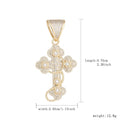 1148 |O| Brass Iced Out Clear CZ Thorn Cross Pendant | Gold-Plated