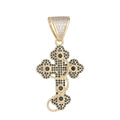 1147 |O| Brass Iced Out Black CZ Thorn Cross Pendant | Gold-Plated