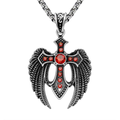 1064 Angel Wings Cross Rhinestone Pendant – Stainless Steel