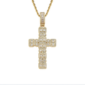 1097 Gold-Plated CZ Cross Pendant, Unisex