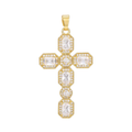 1120 18K Gold-Plated Brass Cross Pendant with Clear CZ