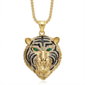 1068 Rhinestone Tiger Head Pendant – Gold-Plated Stainless Steel