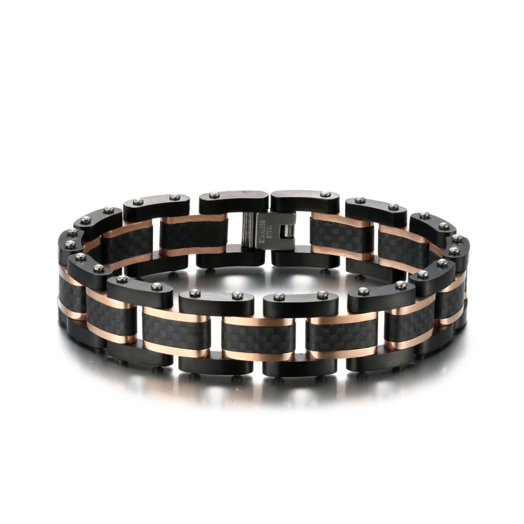 2001 |M| Stainless Steel & Carbon Fiber Link Bracelet