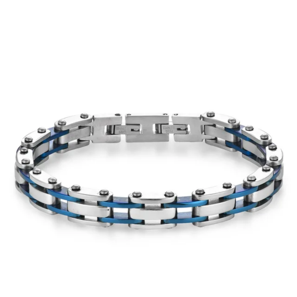 2016 |M| 316 Stainless Steel Two-Tone Geometric Link Bracelet | 8.5 in