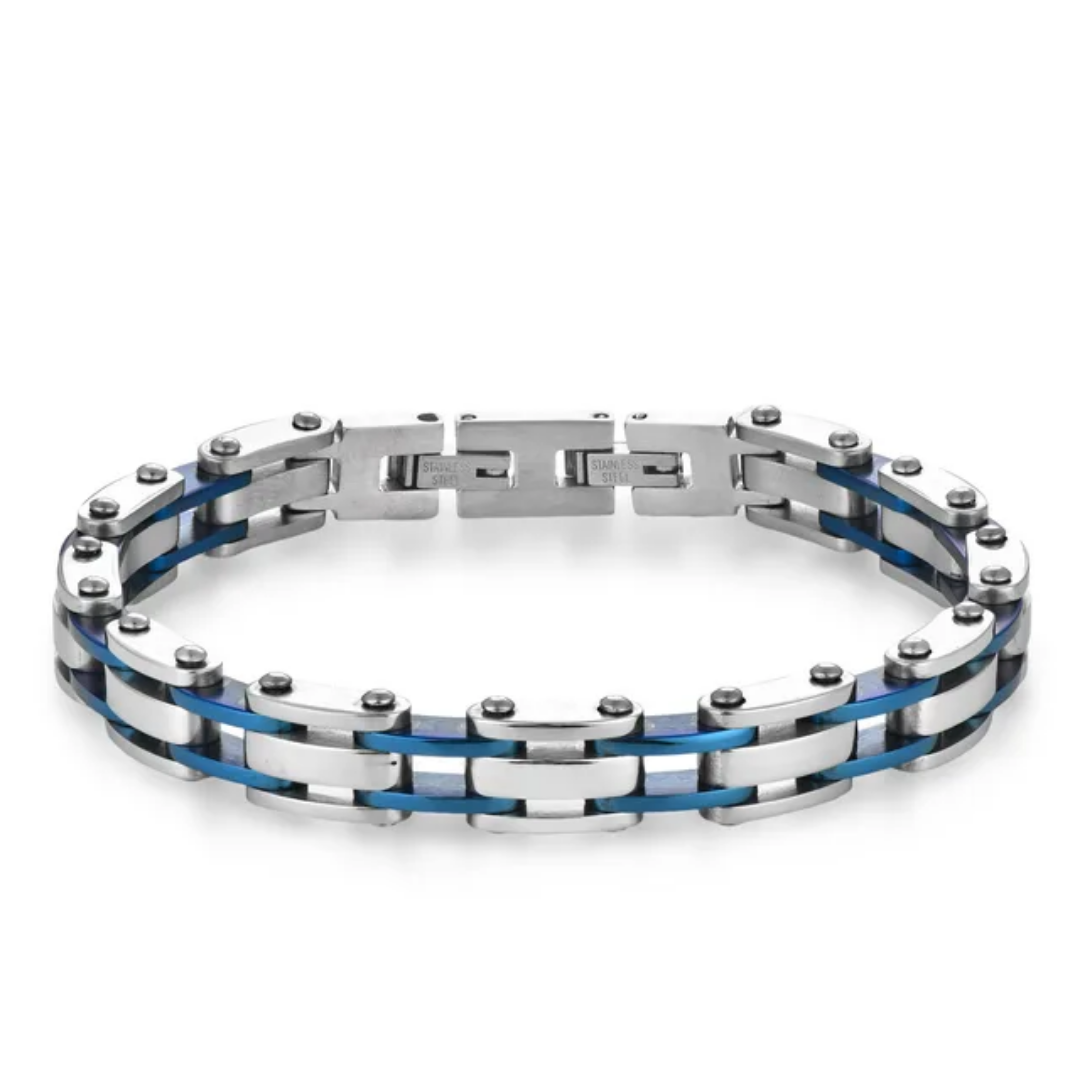2016 |M| 316 Stainless Steel Two-Tone Geometric Link Bracelet | 8.5 in