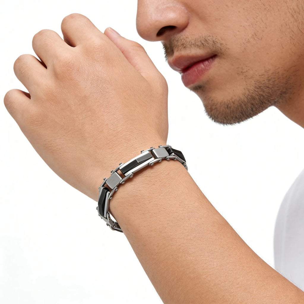 2004 |M| Multi-Layer Stainless Steel Geometric Bracelet
