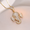 1083 Elephant Head CZ Pendant – Gold Stainless Steel Unisex