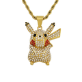 1030 Gold-Plated 316 Stainless Steel Iced Out Electric Mouse Cartoon Character Pendant