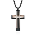1054 Stainless Steel Curved Cross Pendant – Black & Rose Gold