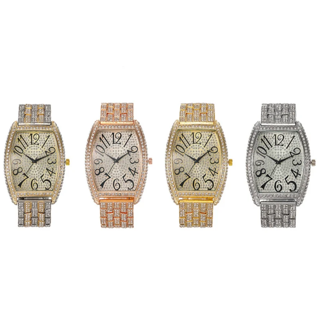 1123 Silver-Color Alloy Iced Out Quartz Watch