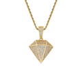 1039 HQ Iced Diamond-Shaped CZ Pendant – Gold-Plated Brass