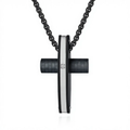 1052 Black Carbon Fiber Cross Pendant – Stainless Steel