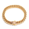 2007 |H| 316 Stainless Steel Cuban Chain Bracelet with Rose CZ Stones