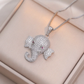 1082 Elephant Head CZ Pendant – Silver Stainless Steel Unisex