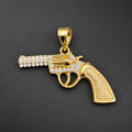 1099 HQ 18K Gold-Filled Pistol CZ Brass Pendant