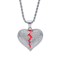 1038 HQ Iced Broken Heart Rhinestone Pendant – Silver-Plated Stainless Steel