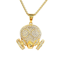 1111 Gold-Plated Stainless Steel Iced Gas Mask Skull Pendant