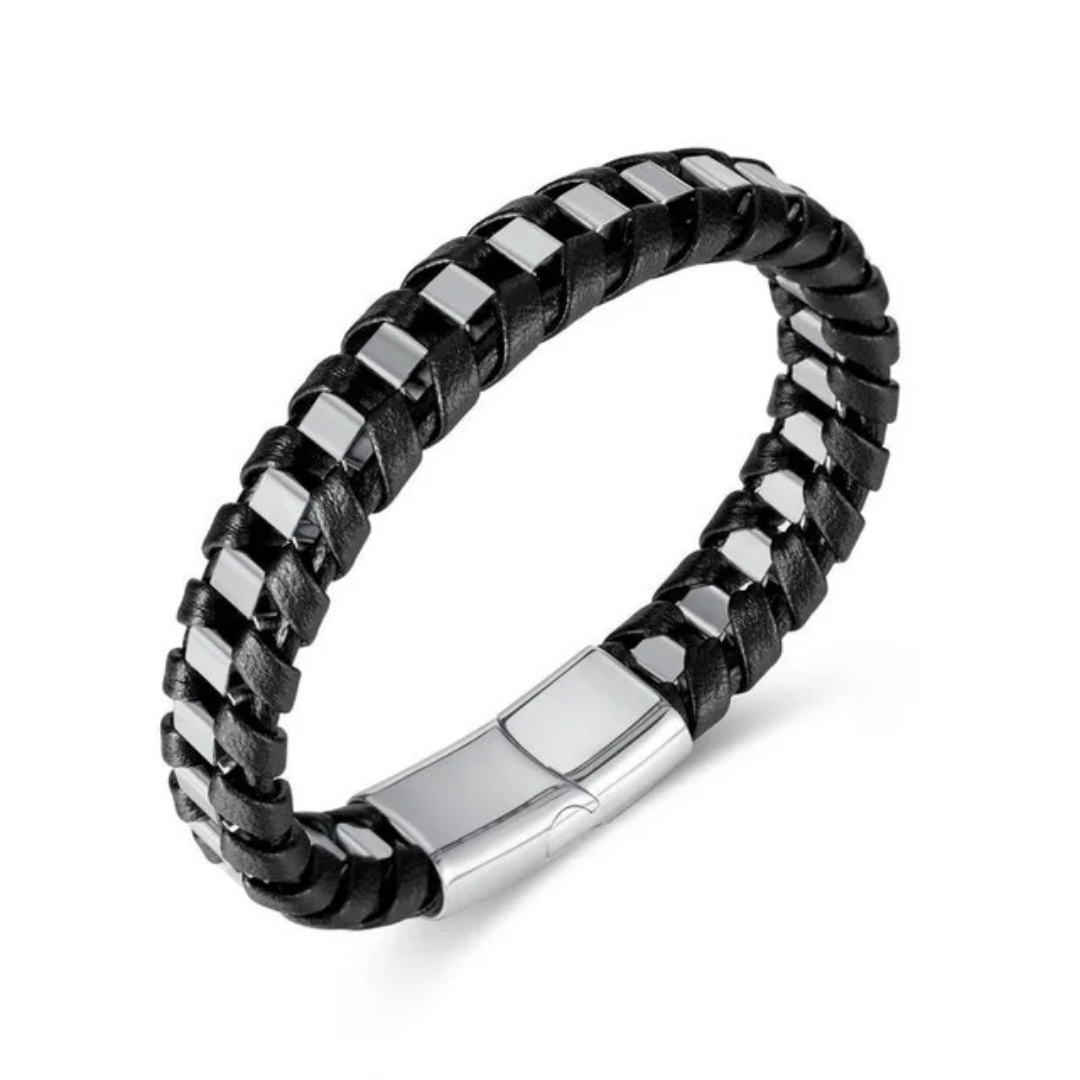 2000 |A| Stainless Steel & Braided Leather Bracelet