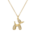 1023 Iced Balloon Dog CZ Pendant – Gold Plated Copper w/ Chain