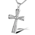 1088 Silver-Tone Stainless Steel Cross Pendant with Rhinestones – Unisex