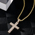 1119 Gold-Plated Brass Cross Pendant with Clear CZ