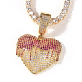 1128 18K Gold-Plated Brass Iced Out CZ Dripping Heart Pendant