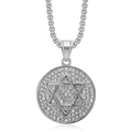 1070 Iced Star of David Rhinestone Pendant – Silver-Tone Stainless Steel
