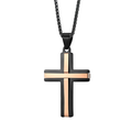 1078 Double-Layer Cross Pendant – Black & Gold Stainless Steel