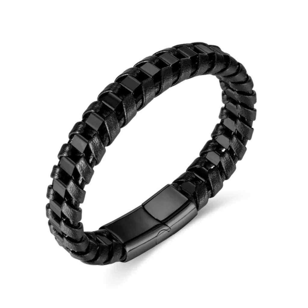 2000 |A| Stainless Steel & Braided Leather Bracelet