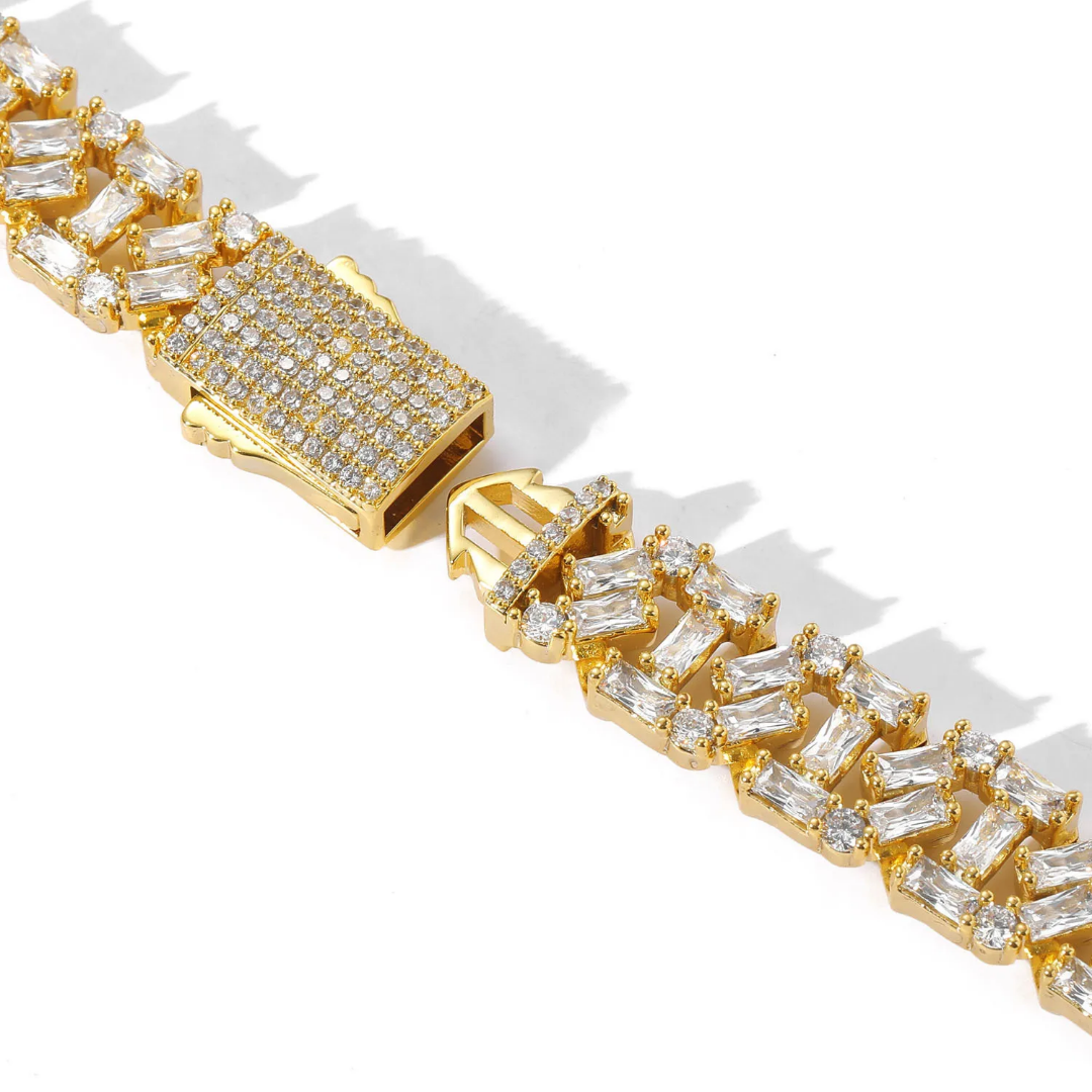 2013 |H| Gold-Plated Brass Bracelet with 5A+CZ Stones | 8 in