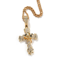 1046 HQ Iced Cross 5A CZ Pendant – Gold-Plated Brass